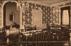 University of Illinois, Illini Union Building - Colonial Room Postcard