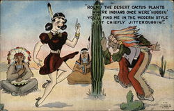Indians Dancing Around Cactus With Girl Postcard