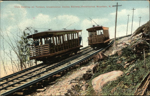Cars Meeting on Turnout, Uncanoonuc incline Railway Goffstown New Hampshire