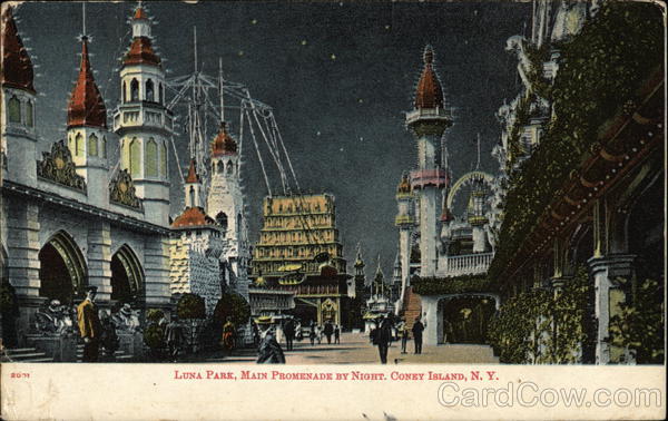 Luna Park, Promenade by Night Coney Island New York
