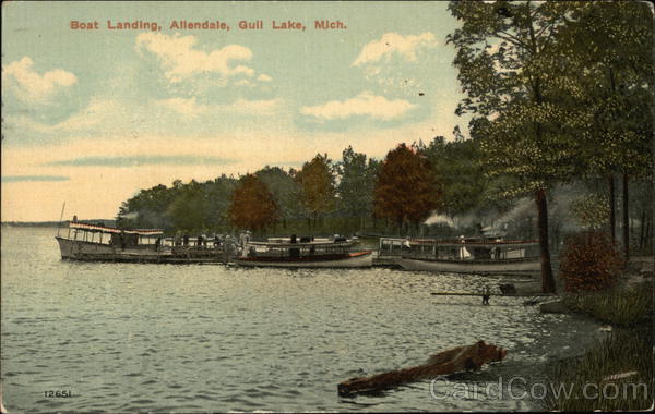 Boat Landing, Gull Lake Allendale, MI Postcard