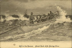 Off to the Rescue, Brant Rock Life Saving Crew Massachusetts Postcard Postcard Postcard