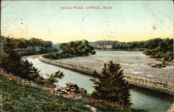 View of Canal Walk Lowell, MA Postcard Postcard Postcard