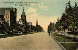 Looking West from 10th Street on 5th Avenue Huntington, WV Postcard Postcard Postcard