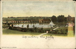 Lake and Fountain, Willow Grove Park Postcard