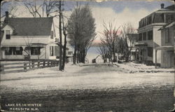 Lake Street in Winter Meredith, NH Postcard Postcard Postcard