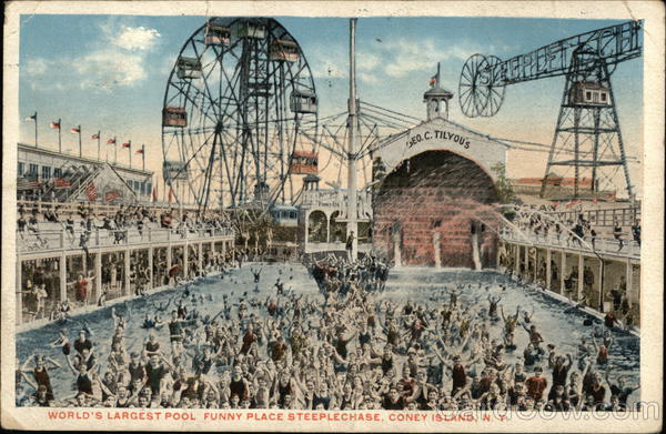 World's Largest Pool, Funny Place Steeplechase Coney Island New York