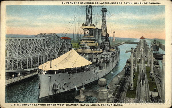 USS Vermont Leaving Upper West Chamber Gatun Locks Panama