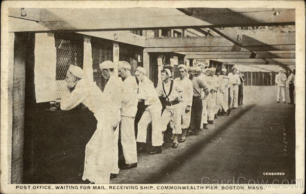 Sailors in Post Office Waiting For Mail Boston Massachusetts