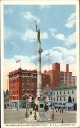 Soldiers and Sailors Monument and YMCA Allentown, PA Postcard Postcard Postcard