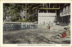 Bathing Beach, Pine-Echo Pavilion Postcard