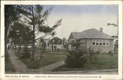 Ocean Park Memorial Library and Furber Park Maine Postcard Postcard Postcard