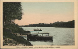 Populatic Lake, Along West Shore Medway, MA Postcard Postcard Postcard