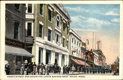 Essex Street and Salem Five Cents Savings Bank Massachusetts Postcard Postcard Postcard