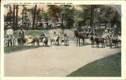 Children Joy Riding, Lake Pearl Park Wrentham, MA Postcard Postcard Postcard