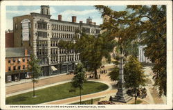 Court Square Showing Soldiers Monument Springfield, MA Postcard Postcard Postcard