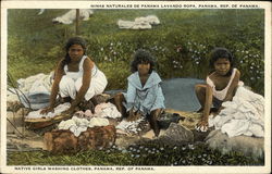 Native Girls Washing Clothes Postcard