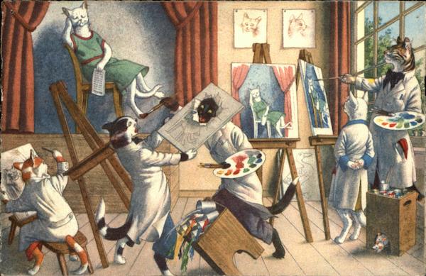 Cats Painting Max Kunzli