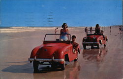 Riding on Beach in Daytona Postcard