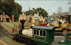 1865 Railroad and Antique Car Ride - Palisades Amusement Park Postcard