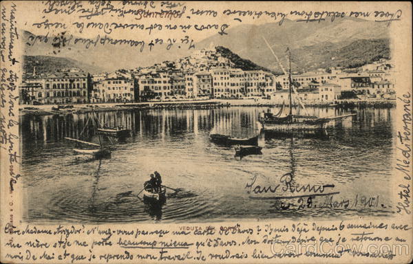 View of Town and Harbor San Remo Italy