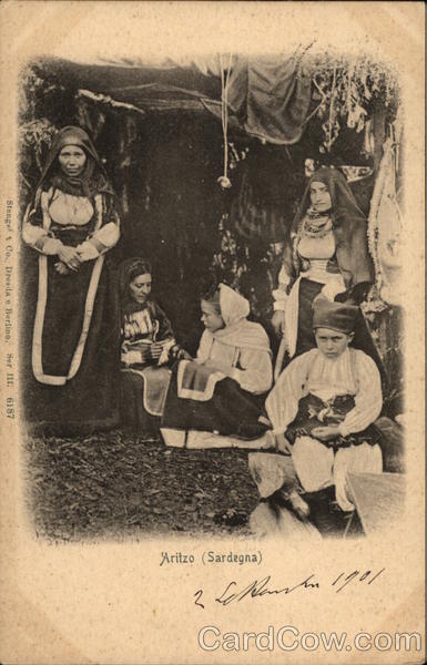 Local Residents in Traditional Costume Aritzo (Sardinia) Italy