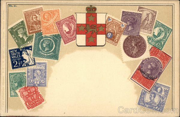 Australian Stamps - New South Wales Stamp Postcards