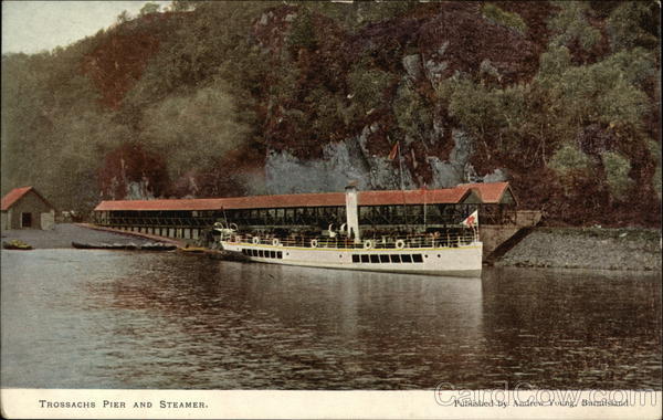 View of Pier and Steamer Trossachs Scotland