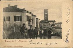 Street Scene with S. Jacopo Maggiore Bell Tower Altopascio, Italy Postcard Postcard