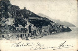 View of Town and Coastline Postcard