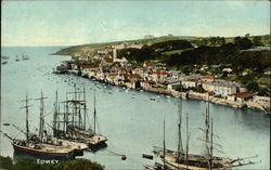 Aerial View of Town and Harbour Fowey, England Cornwall Postcard Postcard