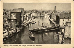 The Mottlau with Long Bridges and City Gate Postcard