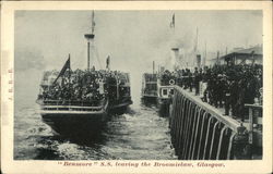 S.S. "Benmore" Leaving the Broomielaw Glasgow, Scotland Postcard Postcard