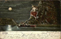 Ship Passing The Lorelei - Rhine River Postcard