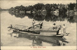 Malay River Boat Postcard