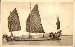 Chinese Junk Sailboats Postcard Postcard