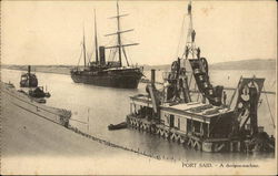 Suez Canal and Dredging Machine Postcard