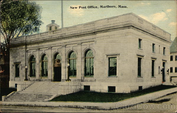 New Post Office Marlboro, MA Postcard