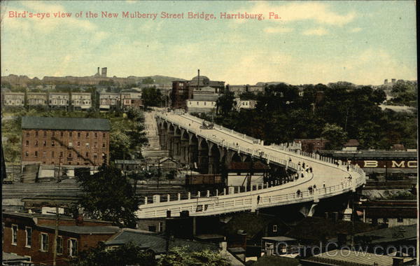 Bird's-eye View of the New Mulberry Street Bridge Harrisburg Pennsylvania