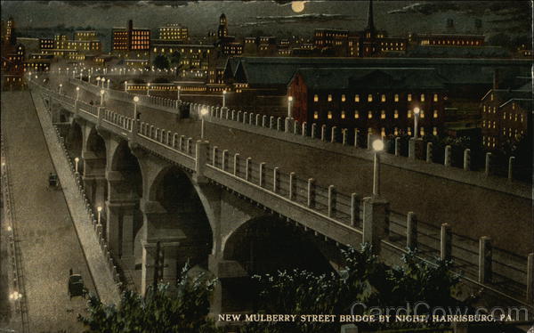 New Mulberry Street Bridge by Night Harrisburg Pennsylvania