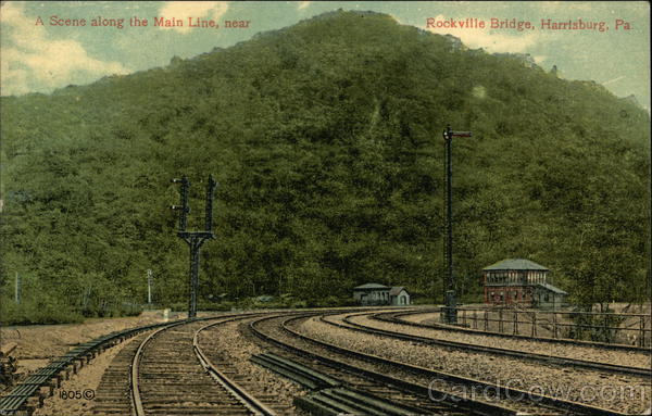 A Scene Along Main Line Near Rockville Bridge Harrisburg Pennsylvania