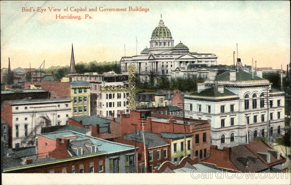 Bird's-Eye View of Capitol and Government Buildings Harrisburg Pennsylvania