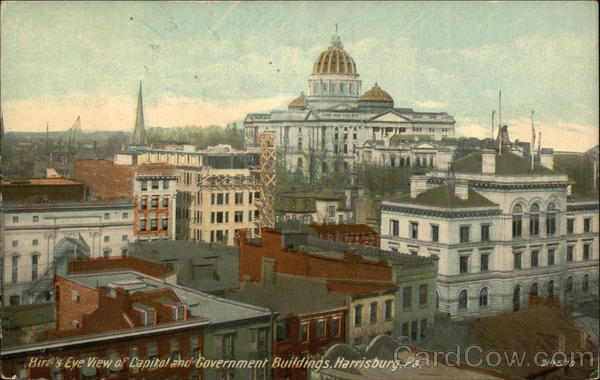 Bird's Eye View of Capitol and Government Buildings Harrisburg Pennsylvania