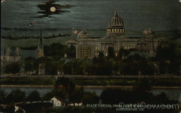 State Capitol from Fort Washington at Night Harrisburg Pennsylvania