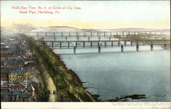 Circle of City from Stand Pipe Harrisburg Pennsylvania