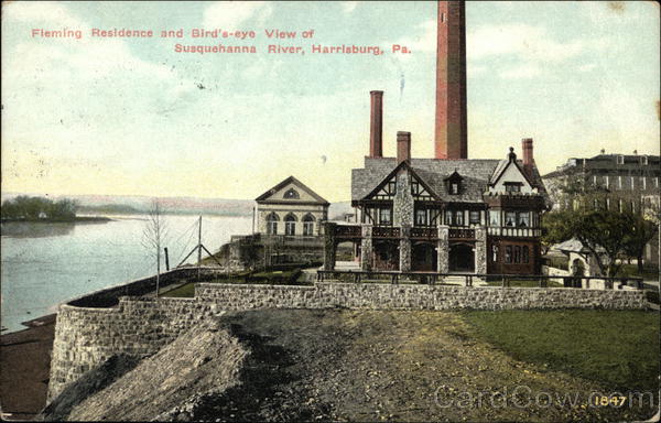 Fleming Residence and Bird's-eye View of Susquehanna River Harrisburg Pennsylvania