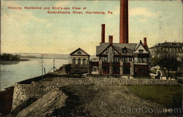 Fleming Residence and Bird's-eye View of Susquehanna River Harrisburg Pennsylvania