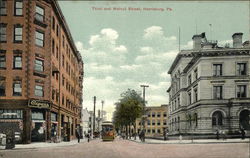 Third and Walnut Street Postcard