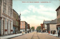Third and Broad Streets Postcard