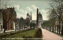 West State Street and Soldiers Monument Postcard